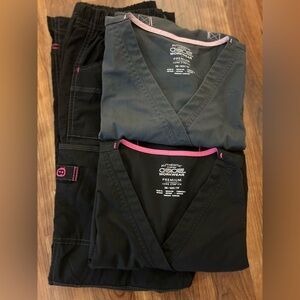 Bundle of WonderWink Pants and 2 Cherokee Scrub Tops, XS